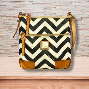 Dooney & Bourke Black and White Chevron Crossbody Bag